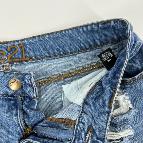 Rue21 Denim Shorts Blue Jean Distressed Cuffed - Picture 2 of 7